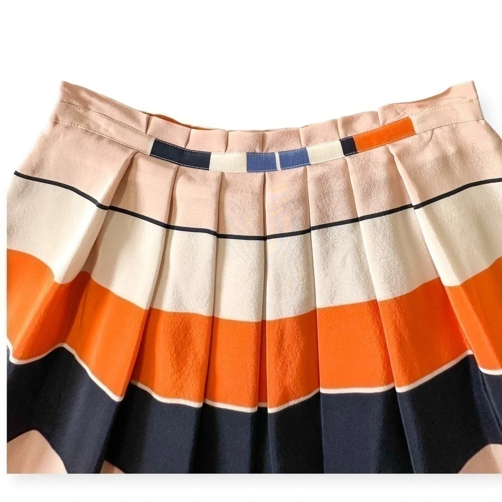 New with tag, L.K.Bennett Orange Caitlyn Striped Silk Skirt, Size 2